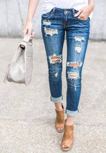 Load image into Gallery viewer, Ripped slim pencil jeans-Light Blue