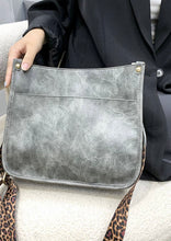 Load image into Gallery viewer, Gray crossbody with Leopard strap