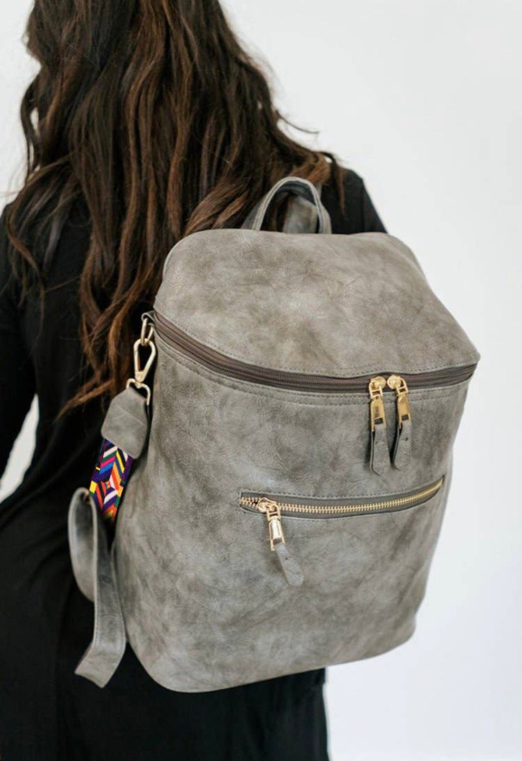 Double pocket backpack bag-Gray