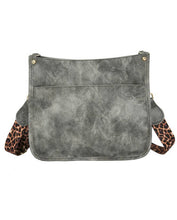 Load image into Gallery viewer, Gray crossbody with Leopard strap