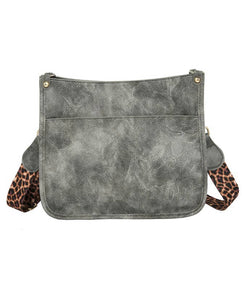 Gray crossbody with Leopard strap